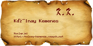Kálnay Kemenes névjegykártya